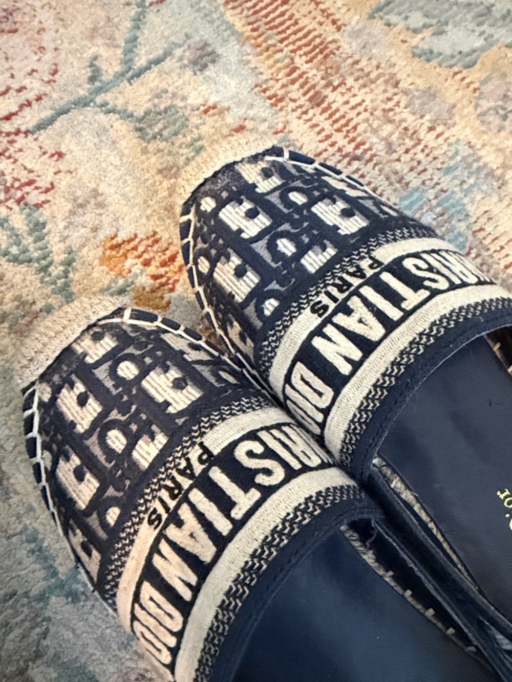 Dior Navy and Cream Logo Espadrilles - Picture 9 of 9